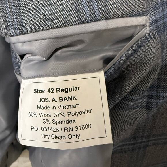 Jos. A. Bank Gray and Blue Sport Coat with Windowpane Pattern - Picture 5 of 6